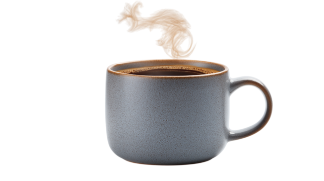 Comforting Coffee Cup Warm Beverage in Gray Ceramic Mug Against Checkered Background