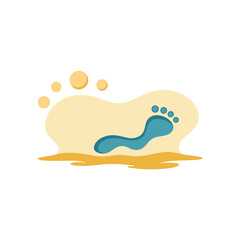  flat vector footprints on wet sand with subtle gr