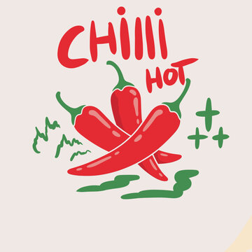 Chillin hot. Hot chili design for t shirt print, poster, sticker, background and other uses. Just chillin with spice. Red spicy chili artwork. Always fresh spicy graphic print design.