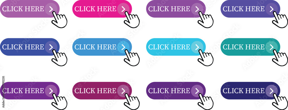 Aufkleber click here button icon set.pointer click button. modern action button mouse click symbol. computer m