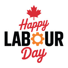Happy Labour Day Canada Maple Leaf Gear Vector