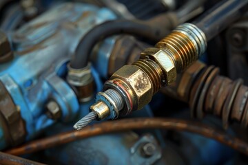 Bowden cable connecting to a complex piece of industrial machinery, highlighting its intricate design and functionality