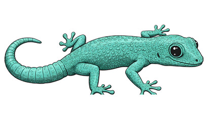 Naklejka premium Cartoon Gecko Illustration on Black Background png, isolated on tranparent background