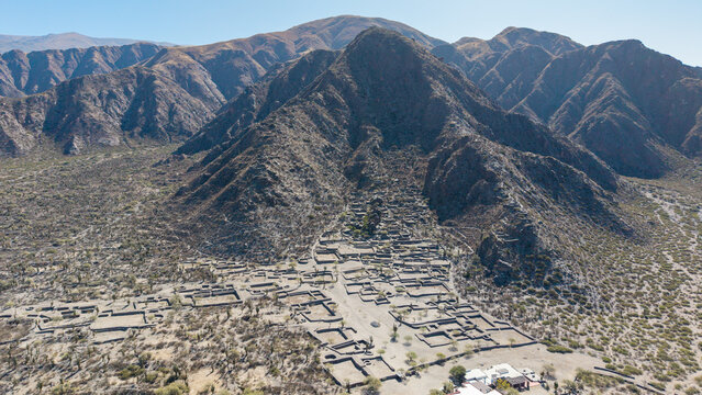 Aerial view of the Ruins of Quilmes is an archaeological site in the Calchaqu&iacute; Valleys, Tucum&aacute;n Province, Argentina.