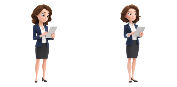 Two confident businesswomen clapping hands isolated on transparent PNG image good for recognition or celebration visuals