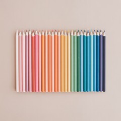 Obraz premium Pastel colored pencils arranged in rainbow gradient