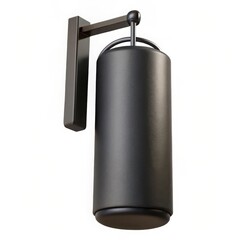 Modern black cylindrical wall lamp fixture isolated on white background