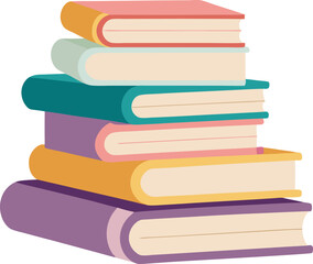  flat vector stack of books in pastel colors with