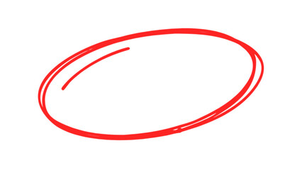 Red oval shape drawing vector illustration for graphic design and highlighting important information in presentations