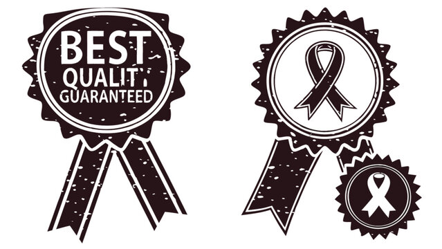 Best quality guaranteed vector graphic badge and ribbon design for product promotion and awareness campaign use - Powered by Adobe