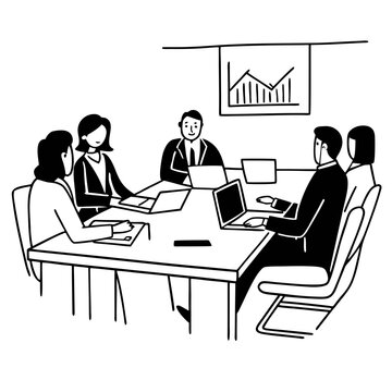 business meeting black and white clip art preview