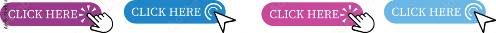 Aufkleber click here button icon set.pointer click button. modern action button mouse click symbol. computer m