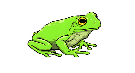 Cartoon Green Frog Illustration on Black Background png, isolated on tranparent background