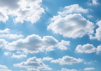 Obraz premium Stunning Blue Sky with Fluffy White Clouds, Sunny Day, Meteorology and Atmospheric Beauty.