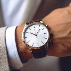 Close-Up of a Watch on a Man’s Wrist – Timeless Elegance