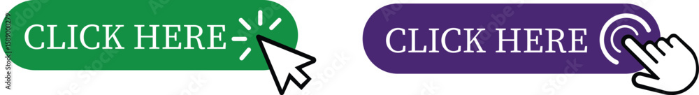 Aufkleber click here button icon set.pointer click button. modern action button mouse click symbol. computer m