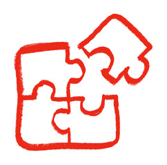 Puzzle Icon Crayon Chalk Doodle Drawing Vector