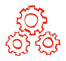 Gears Icon Crayon Chalk Drawing Vector