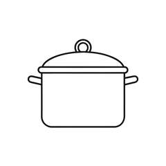 Cooking Pot Line Art – Boiling Pot with Lid Vector Icon
