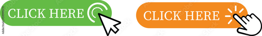 Aufkleber click here button icon set.pointer click button. modern action button mouse click symbol. computer m