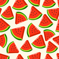 A colorful and appetizing seamless pattern of refreshing watermelon slices.