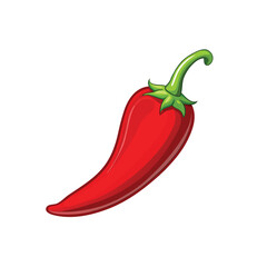 Red Chili with Green Stem – Clean Vector Art
