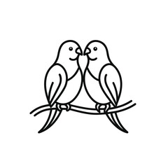 Love Birds Sitting Together – Romantic Outline
