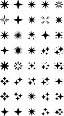 Diverse starburst shapes and sparkle clusters shine glitter