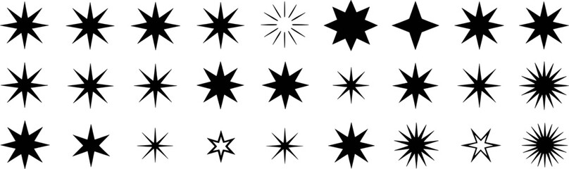 Obraz premium Diverse Starburst Shapes and Star Symbols Collection vector