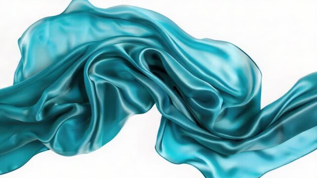 Close-up of blue silk fabric with intricate texture and pattern