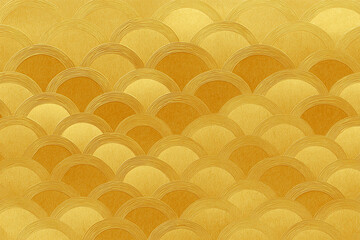 Traditional Japanese Seigaiha Pattern in Gold Tones