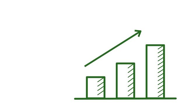 Animated Illustration of statistic curve with arrow growing up showing profil goal on good business. suitable to place on business and finance content.