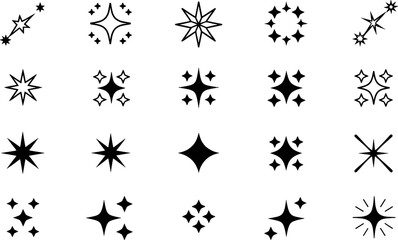 Sparkling starbursts and twinkling star shapes collection sparkle shine