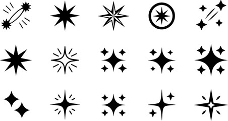 Sparkling starbursts and twinkling star shapes sparkle twinkle