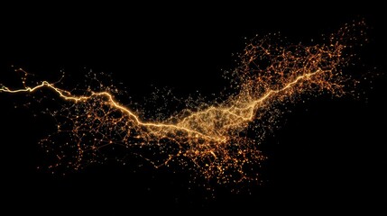 Obraz premium Abstract lightning, golden particles on black