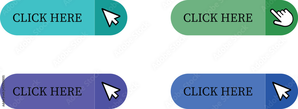 Aufkleber click here button icon set.pointer click button. modern action button mouse click symbol. computer m