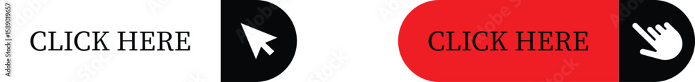 Aufkleber click here button icon set.pointer click button. modern action button mouse click symbol. computer m