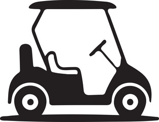 Golf Cart silhouette vector, Golf car icon, Black golf vehicle illustration