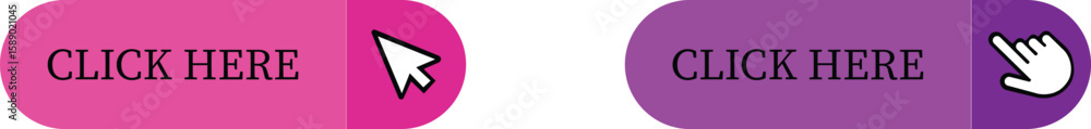 Fototapete Click Here Button Icon set.Pointer Click button. Modern action button mouse click symbol. Computer mouse click cursor or Hand pointer symbol. Cursor arrow icon. Clicking finger. Vector illustration.