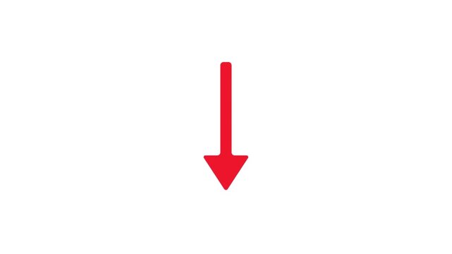Red Downward Arrow Icon Against a White Background