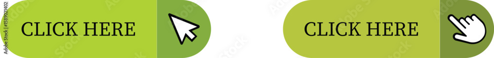 Fototapete Click Here Button Icon set.Pointer Click button. Modern action button mouse click symbol. Computer mouse click cursor or Hand pointer symbol. Cursor arrow icon. Clicking finger. Vector illustration.