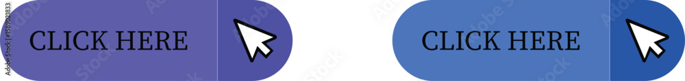 Poster click here button icon set.pointer click button. modern action button mouse click symbol. computer m
