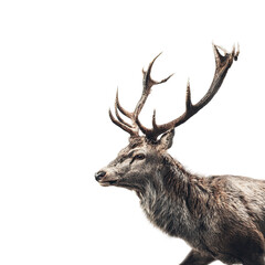 Naklejka premium Close-up of a deer's profile, antlered head