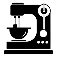 Minimalist black silhouette of a dj music mixer perfect for audio and entertainment themes isolated on white background