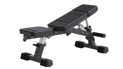 Adjustable weight bench designed for strength training, set in a modern gym with fitness equipment