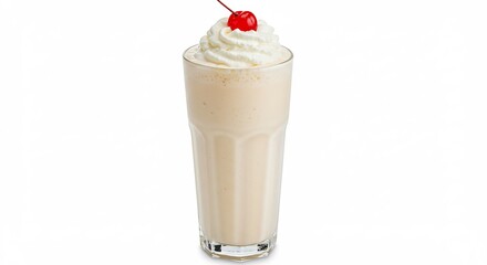 Cremiger Milchshake leuchtet hell frisch gemixte Sahne Kirsche oben. AI Generated