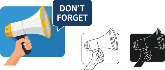 Megaphone announcement reminder don't forget message communication marketing promotion vector illustration vector