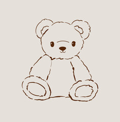 teddy bear vector hand drawn illustration cute print design for kids 
