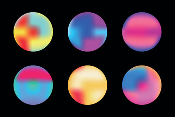 Glossy 3D Round Web Buttons Vector Set – Shiny Sphere Icons for Internet Design, Colorful Circle Elements in Green, Blue, and Yellow – Modern Website UI Symbols and Illustrations