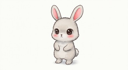 Obraz premium Lapin mignon dessin anime doux lumiere douce. AI Generated